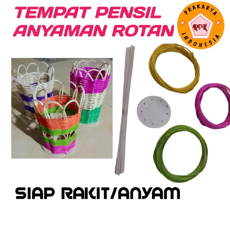 paket bahan tempat pensil rotan kerajinan diy 0