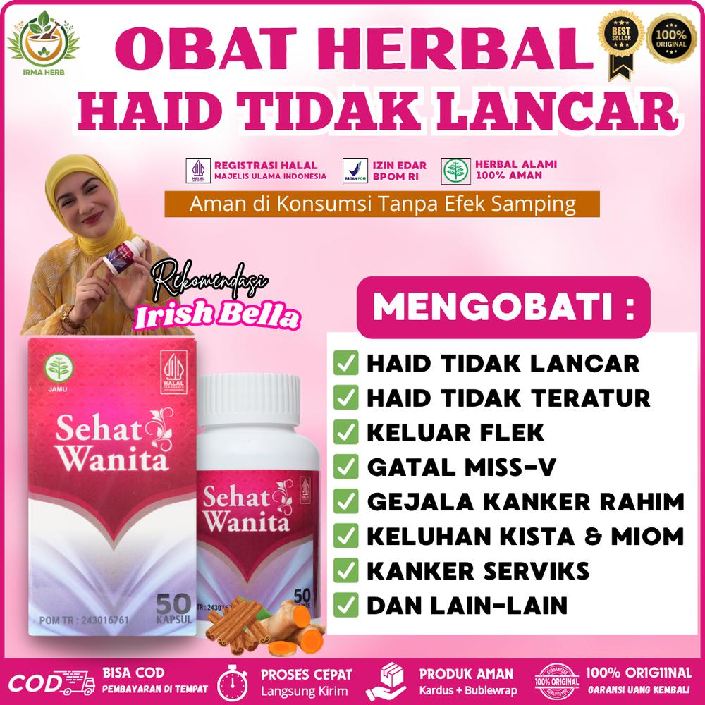 Sehat Wanita Original Herbal Untuk Masalah Haid Tidak Lancar Haid Tidak Teratur Keluar Flek Kista Miom Isi 50 & 100 Kapsul Resmi Bpom & Halal MUI - 50 Kapsul