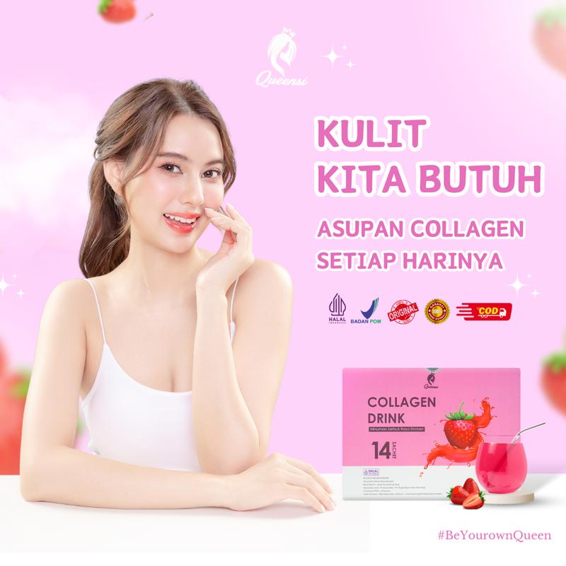 [ 2 Box ] Collagen Queensi Original Isi 28 Sachet - Suplemen Kecantikan Kulit minuman  pemutih collagen 7