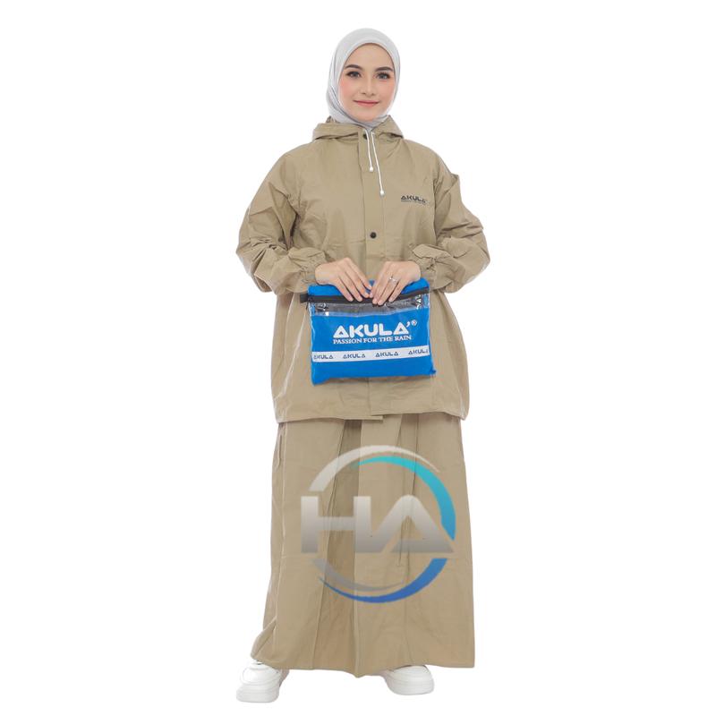 Jas hujan Akula Setelan Rok Wanita New Produk Terbaik Anti Rembes Best Quality Mocca 6