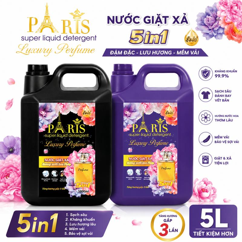 Can 5L Nước Giặt Paris 5in1 Đậm Đặc Lưu Hương