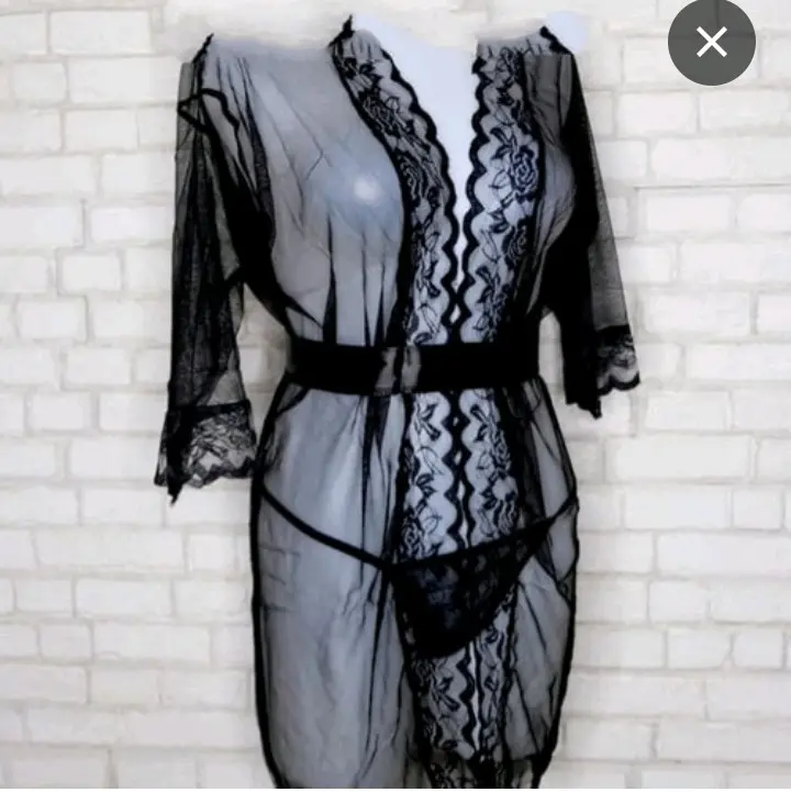 Jual Kl20x Lingerie kimono renda transparan 1