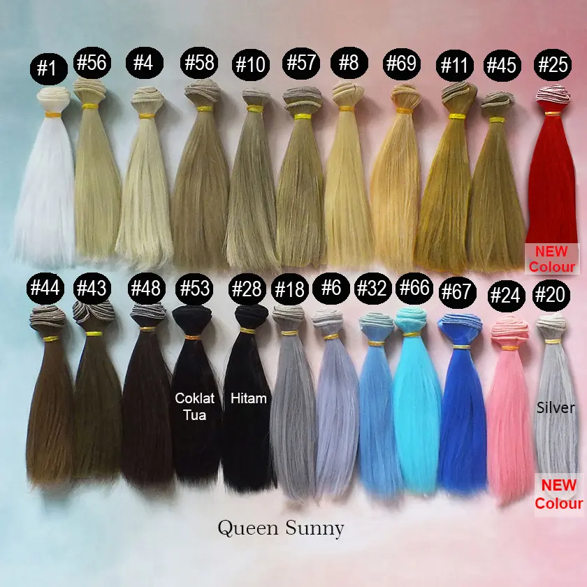 Doll Hair Wig Rambut Palsu Lurus Ukuran 15*100cm Rambut Boneka SD BJD Doll Hair Wefts 15cm