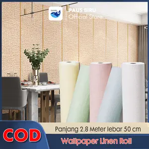 PAUS BIRU Wallpaper Linen Roll Kasar Aluminium Foil 50x280cm Bahan XPE Foam Tebal 2mm Tahan Air Rayap Kualitas Premium Lem Siap Pasang COD