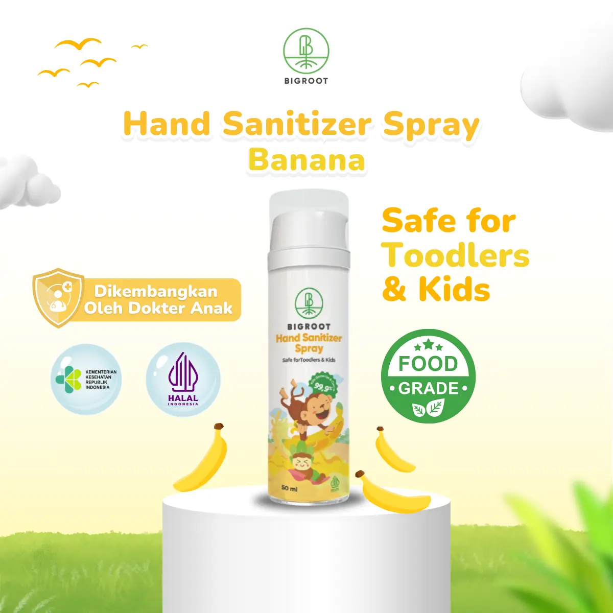 (Creator Exclusive) Bigroot Foodgrade Hand Sanitizer Spray Banana 50ml Bigroot Care