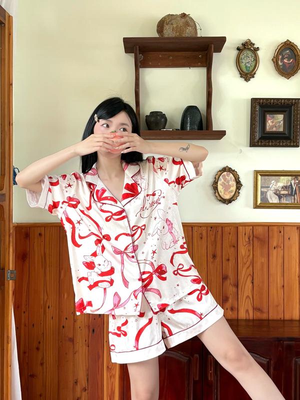 Bộ Pijama Lụa Nữ Tay Ngắn Star Light Màu Kem - Đồ Ngủ Pyjama Thiết Kế Sang Trọng ELRever - 1025S26