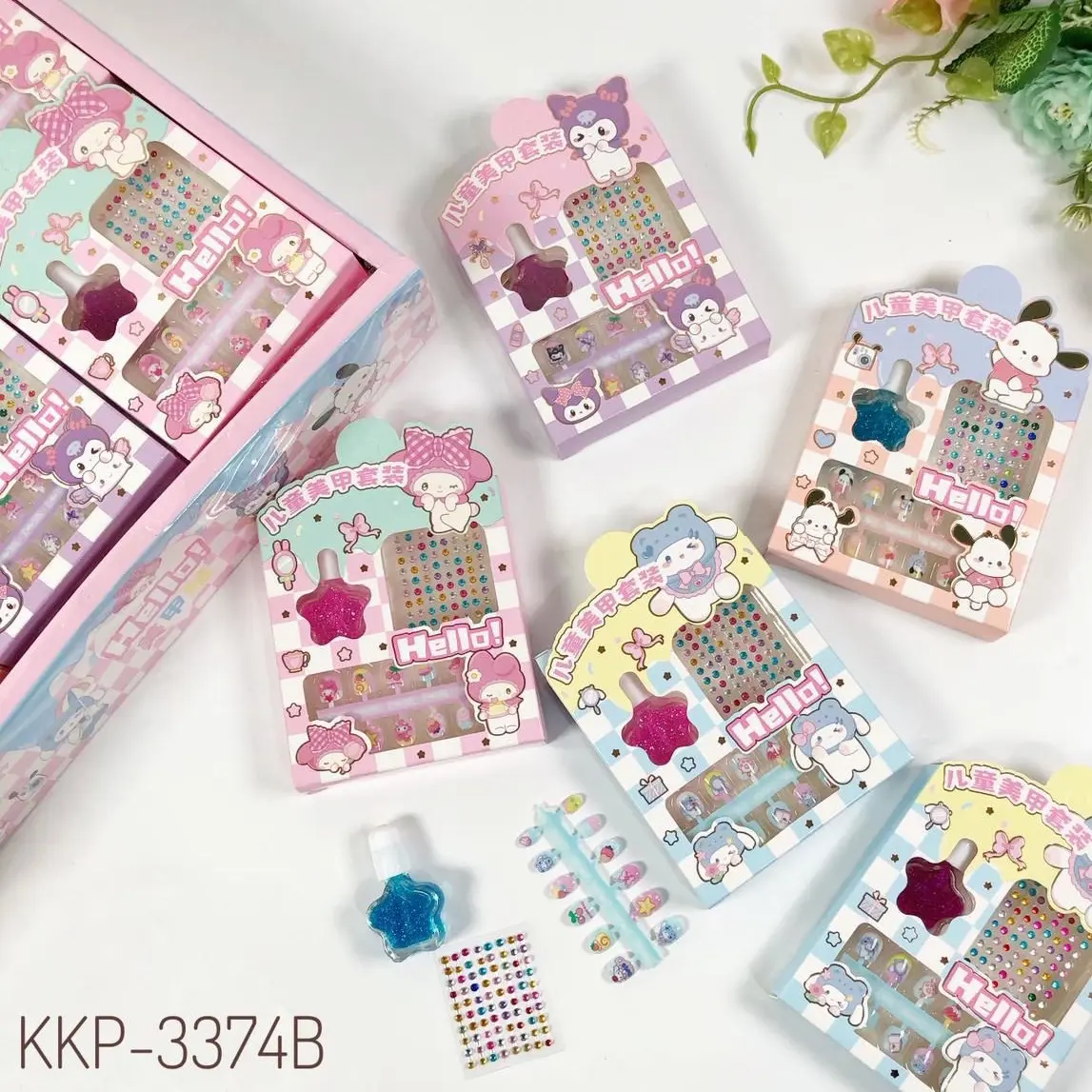 Set kuku nail art sanrio kuromi my melody / kuku palsu anak stiker kuku / kutek cat kuku anak sanrio