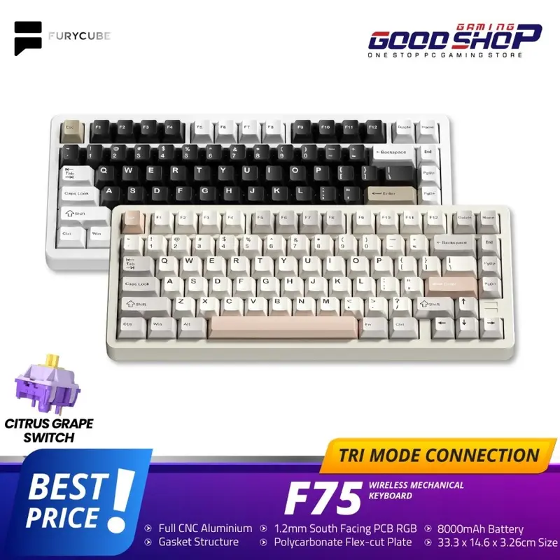 FURYCUBE F75 | F75S | F75 S Tri-mode Aluminium Wireless Keyboard 1