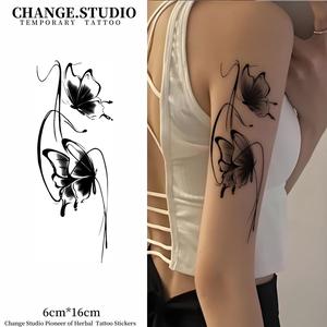 รอยสักชั่วคราว ดีไซน์รอยสักผีเสื้อคู่ กันน้ำ ติดทนนาน 15 วัน ไม่กลัวการเสียดสี ประกอบด้วยสติกเกอร์รอยสัก