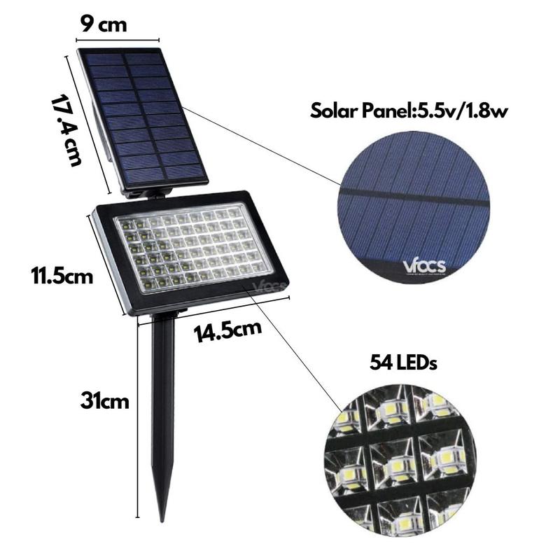 Product Introduction of 54 LED Solar Lights Outdoor Garden Spotlights Lawn Lamp Balcony Lighting 21