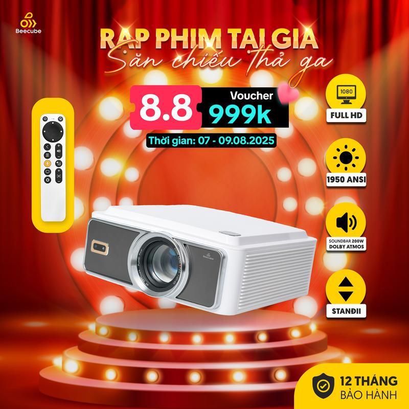 [ BEECUBE KA Pre - Order ] Máy Chiếu Mini Cao Cấp Beecube STAR - Full HD - Bảo Hành 1 Đổi 1 Trong 12 Tháng, Máy Chiếu Tích Hợp Âm Thanh Dolby Atmos Projector Xem Phim