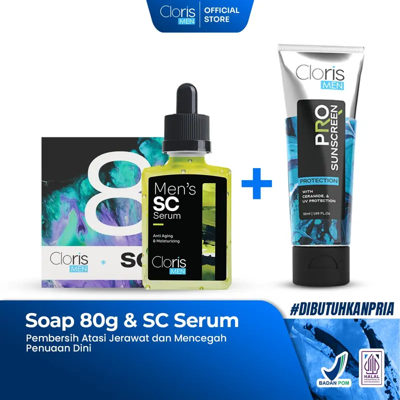 Paket Termurah Clorismen Soap 80gr + SC Serum - Pembersih Atasi Jerawat dan Mencegah Penuaan Dini Bopeng Kerutan Memudarkan Muka 0
