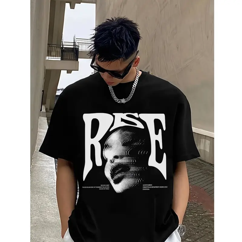 American retro Style T-shirt Oversize Distorted portrait print | Kaos Wanita Putih | Metallica Kaos pria dan wanita 7