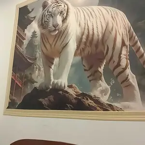 White Tiger Wall Tapestry, soft and comfortable, stylish, suitable for decorating your home, office, or party background. An ideal gift for holidays. Made from durable wall fabric with tiger decoration.
