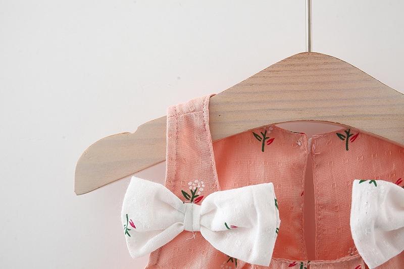 Product Introduction of Baby Dress Summer Cotton Flower Printed Bow Newborn Dress 4