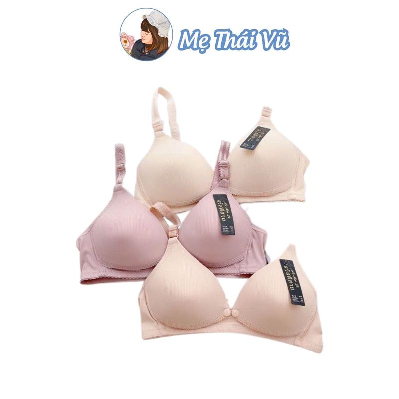 Set 3 áo lót cho con bú, áo ngực bầu và sau sinh thông hơi mở cúc trước tiện lợi, co giãn tốt MẸ THÁI VŨ