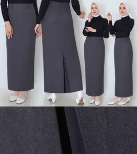PREMIUM (READY) terjamin ROK KERJA WANITA / ROK SPAN REMPEL BELAKANG Hitam Muslim terlaris
