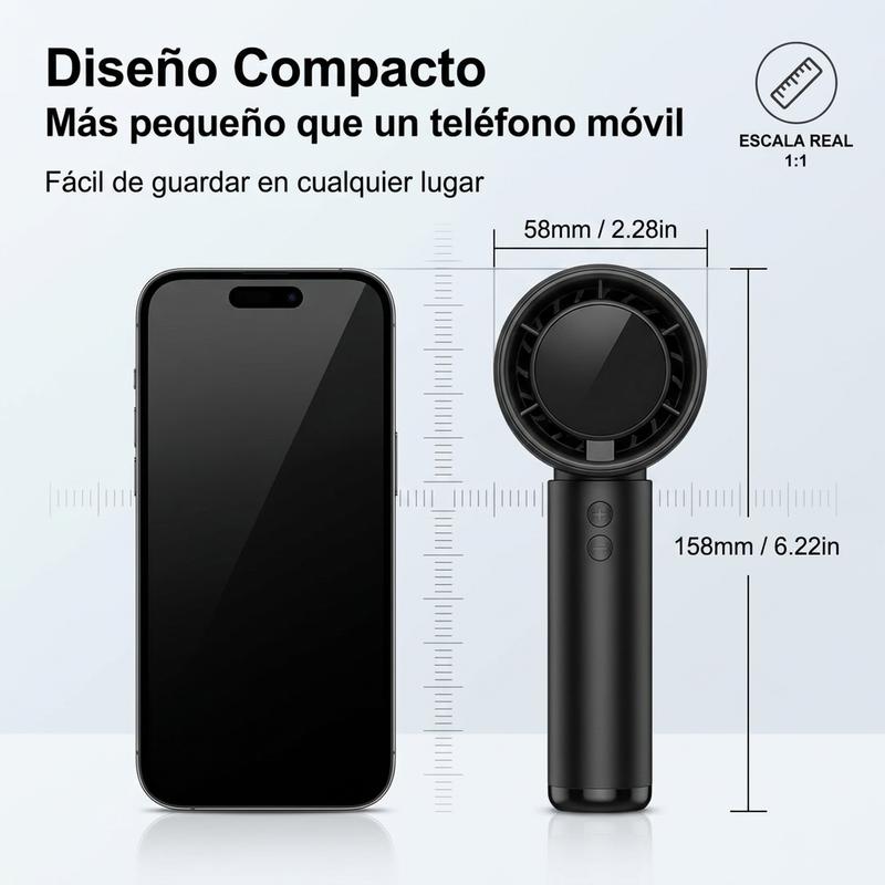 ECAM Ventilador Portátil Mini 2025, 100 Unidades, Silencioso con Carga USB, Potente para Oficinas y Dormitorios, Modelo Nuevo con Pantalla Digital y Batería Larga - Foto 10