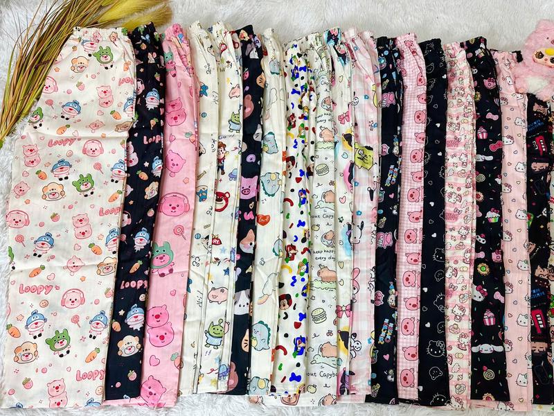 Quần hoạt  hình ống suông rộng chất  đũi gân trẻ  trung năng động dễ mặc  cho các  bạn  nữ Women Ong Sen Voan Pants