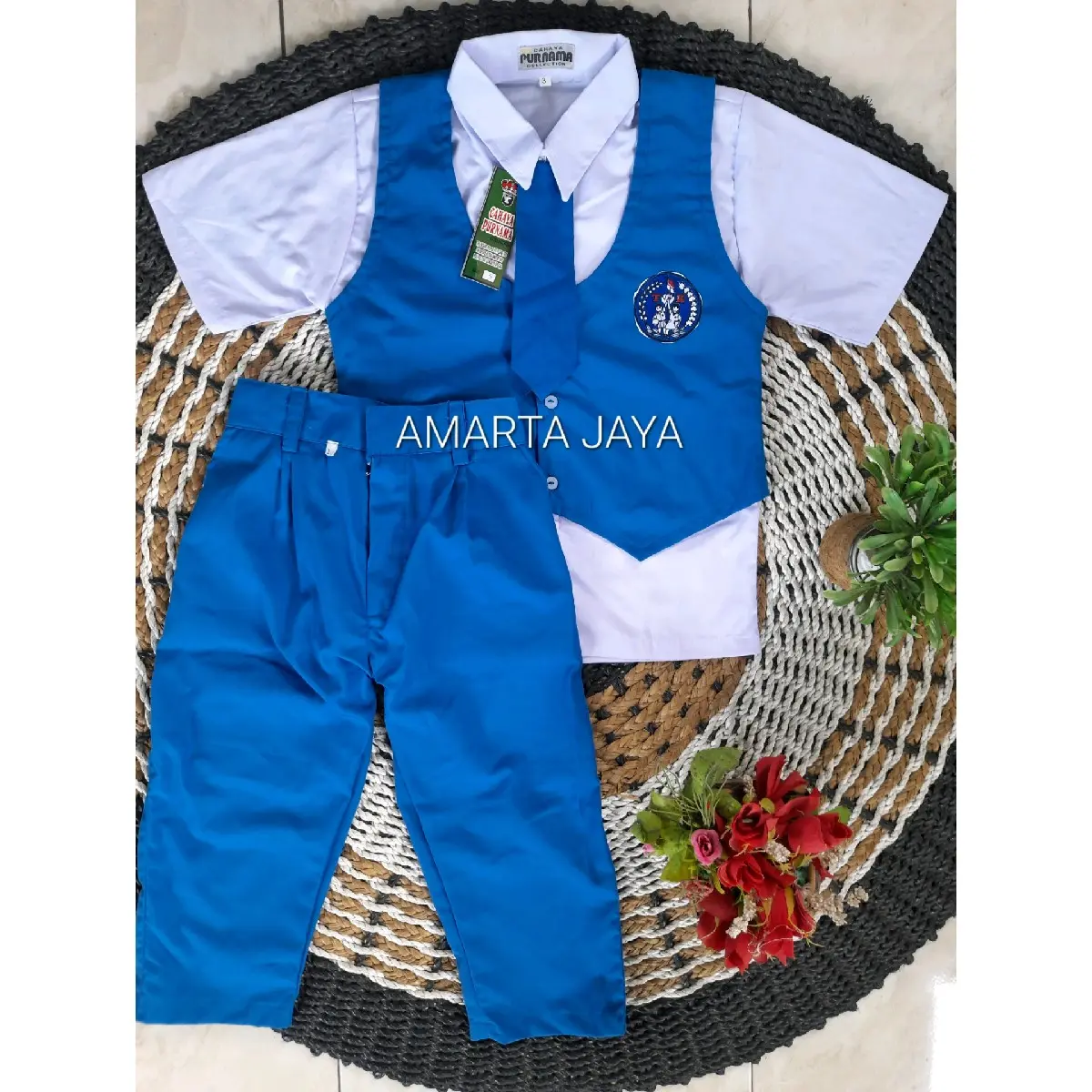 SETELAN SERAGAM PAUD DAN TK PGRI COWOK BAJU PENDEK CELANA PANJANG SERAGAM SEKOLAH TK PGRI WARNA BIRU PUTIHI BAJU BAHAN KATUN DELTA CELANA ROMPI BAHAN GRAND MASTER MURAH BERKUALITAS
