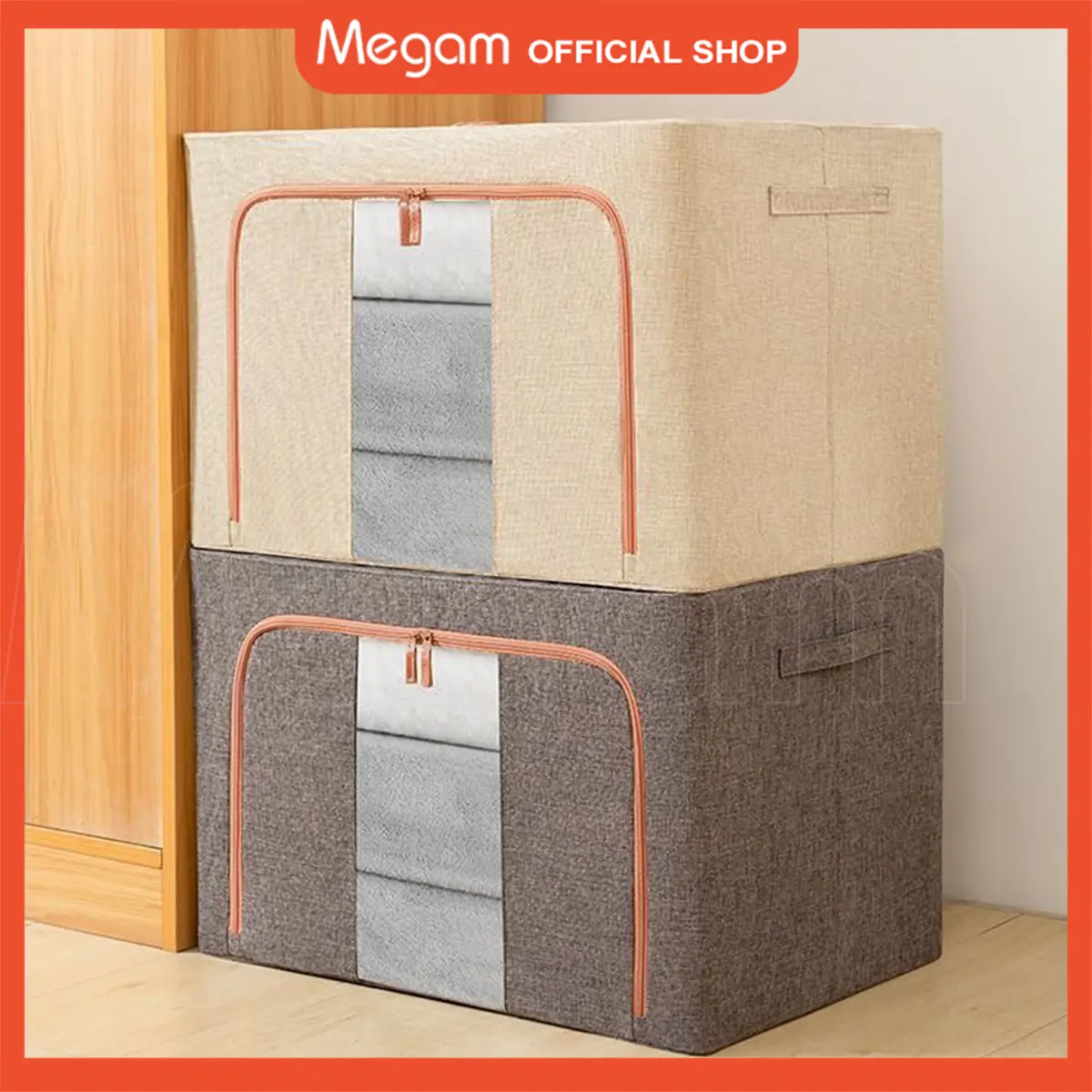 Megam Storage Box Lipat Kapasitas Besar Kotak Mainan Pakaian Perlengkapan Rumah Storage Box Kotak Penyimpanan Zepper HSB309