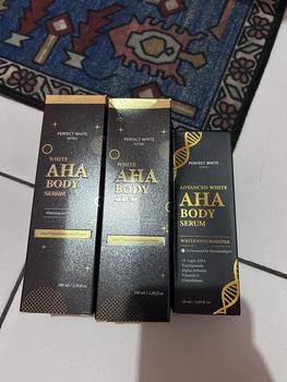 Product Review of [10X AHA] PERFECT WHITE Advanced AHA Body Serum 50ml Whitening Booster with 10X AHA Niacinamide, Alpha Arbutin, Glutathione, Vitamin C | Booster Lotion Acid Perawatan Pencerah Mencerahkan Memutihkan Tubuh Kusam Belang Noda Hitam Glycolic Acid from b**n 1