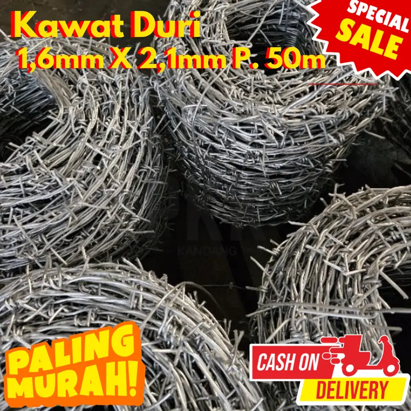 Kawat Duri 1,6mm X 2,1mm P. 50m Galvanis Anti Karat 3