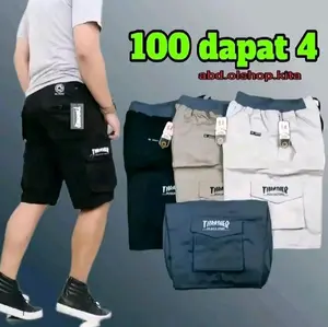 100 rbu 4 celana pendek cargo distro premium Pria Dewasa Keren Nyaman Santai Shorts casual regular