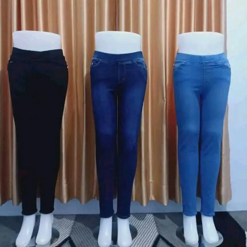 Celana Leging Jeans Karet Pinggang Slimfit / Melar