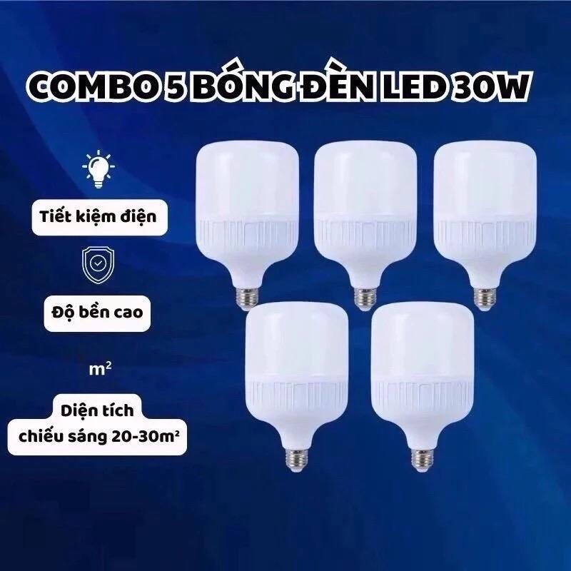 ￼ (xa kho)Combo 5 Bóng Đèn Led 30W Cao Cấp Siêu Sáng Tiết Kiệm Điện Năng Ánh Sáng Trắng Dễ Chịu bóng đèn..