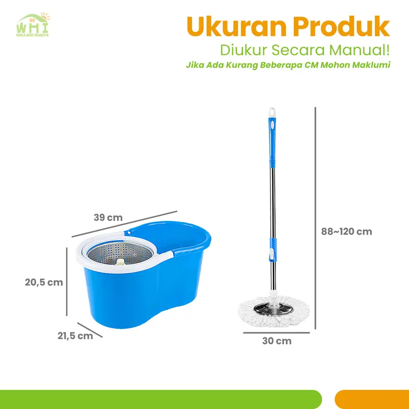 WHI X JORDI ONSU Alat Pel Lantai Ultra Pel Putar Pel Mop Tanpa Peras Tangan Kain Pel Lembut Ember Plastik 6
