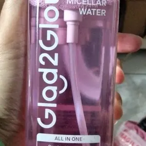Glad2Glow Brightening Micellar Water 130ml / 230ml / 300ml-Rich in Niacinamide Skintint Glow Booster Powerstay All in One For All Skin Type Menghapus Makeup Waterproof Meratakan Warna Kulit Mengembalikan Kesegaran Glowingnya Seharian G2G