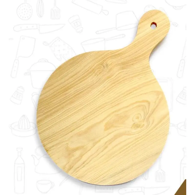 TALENAN KAYU BULAT GAGANG 20 CM TALENAN PIZZA WOODEN CUTTING BOARD 1