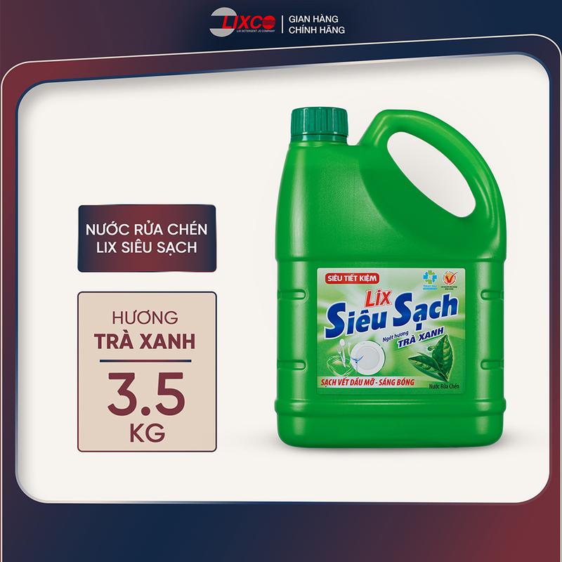  Nước Rửa Chén Lix  Siêu Sạch 3.5Kg  Ngát Hương Trà Xanh N8117 thơm dịu sạch bóng vết dầu mỡ 