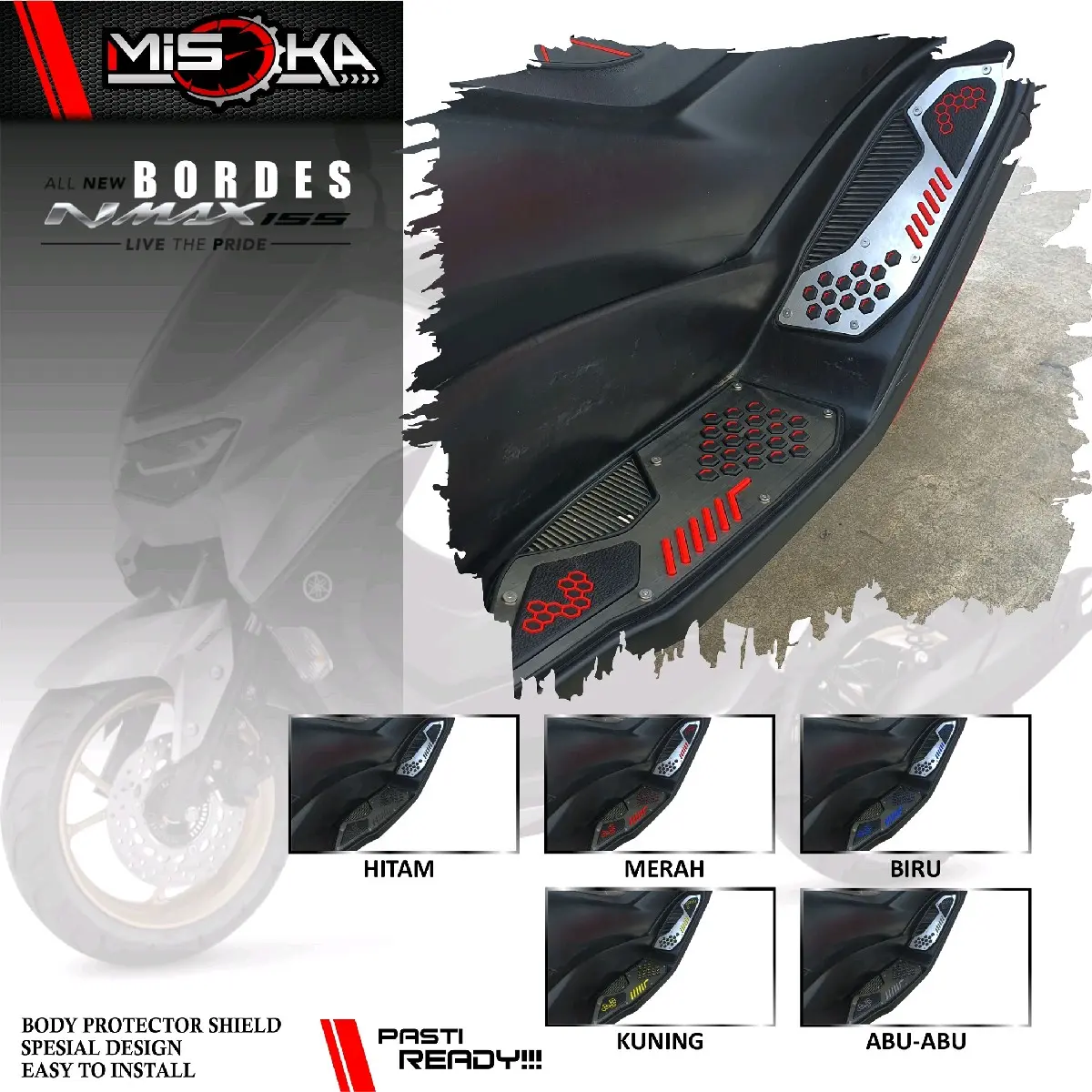 Misoka Bordes New Nmax 155/Pijakan Kaki Motor Yamaha/Panel Step Floor/Aksesoris Motor Yamaha/Rubber Karet