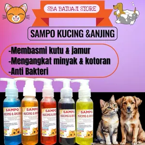 Sampo Kucing Anjing Anti Kutu Jamur 100ml Pump Membasmi Melindungi dari Jamur & Kutu Mengangkat Minyak Kotoran Aman Sensitif