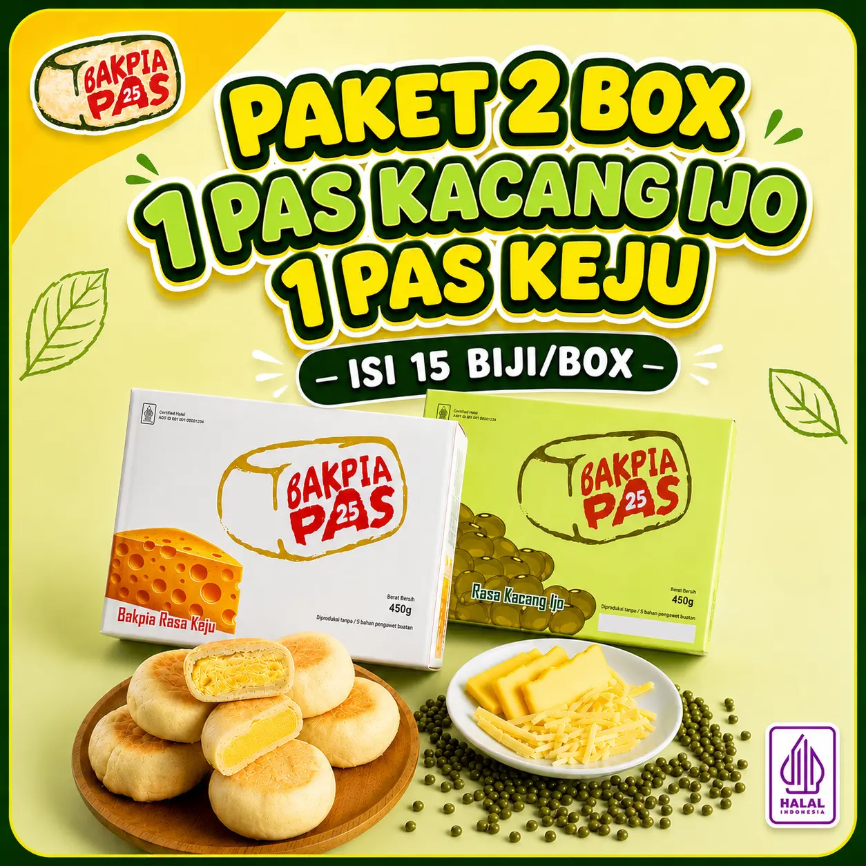 [PAKET 2 BOX] 1 PAS KACANG IJO + 1 PAS KEJU | Bakpia Basah | Oleh Oleh Khas Jogja