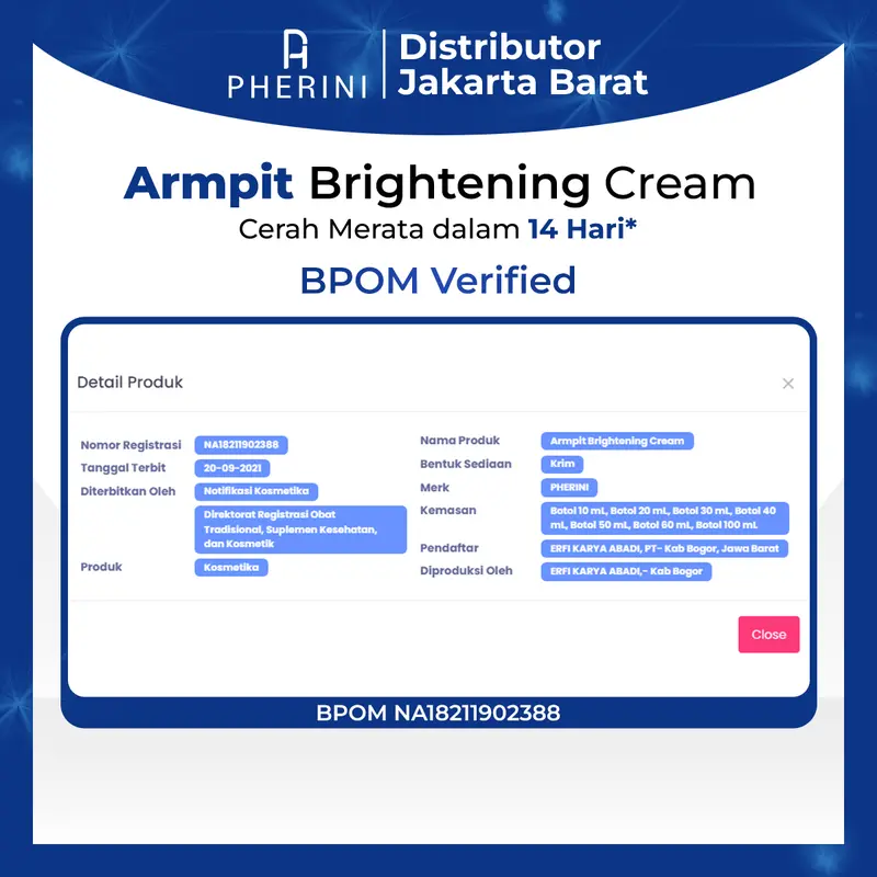 PHERINI BUNDLE ARMPIT BRIGHTENING CREAM + BODYWASH CLEANSER Arbutin Ketiak Hitam Mencerahkan Selangkangan Niacinamide Memutihkan Extract 6