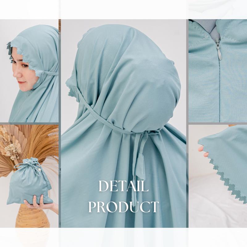 Product Introduction of Mukena Dewasa Traveling Mini Alwi Series Free Tas Pouch Serut Mutiara Atasan Bawahan Panjang Katun Lembut mukenah  Muslim resleting 20