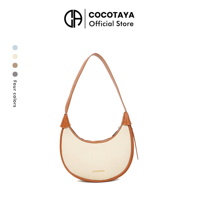 COCOTAYA Alma Bag Túi xách may nối dây đeo vai bằng da PU vải thời trang mới, túi đeo vai đơn giản và linh hoạt, túi kẹp nách Bag Nữ