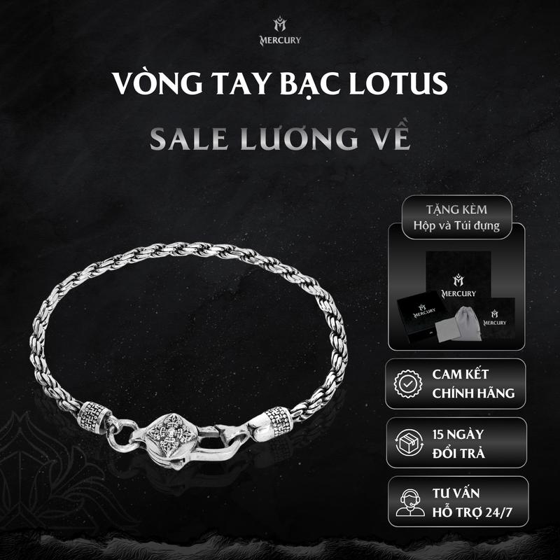  Vòng tay bạc 925 Mercury Lotus Lục tự - Trang sức phụ kiện đeo tay - Thiết kế họa tiết lục tự cá tính mạnh mẽ 