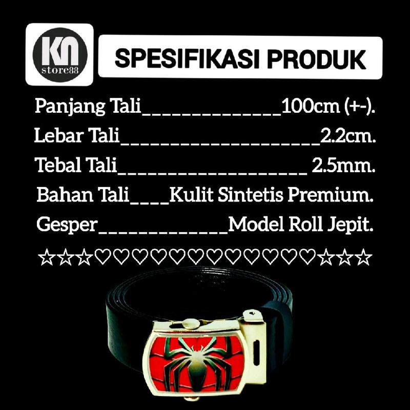 Sabuk anak TK SD/Ikat pinggang anak TK SD karakter Spiderman 04.Bahan Tali kulit PU berkualitas.Trendi dan kekinian untuk fashion. kids 2