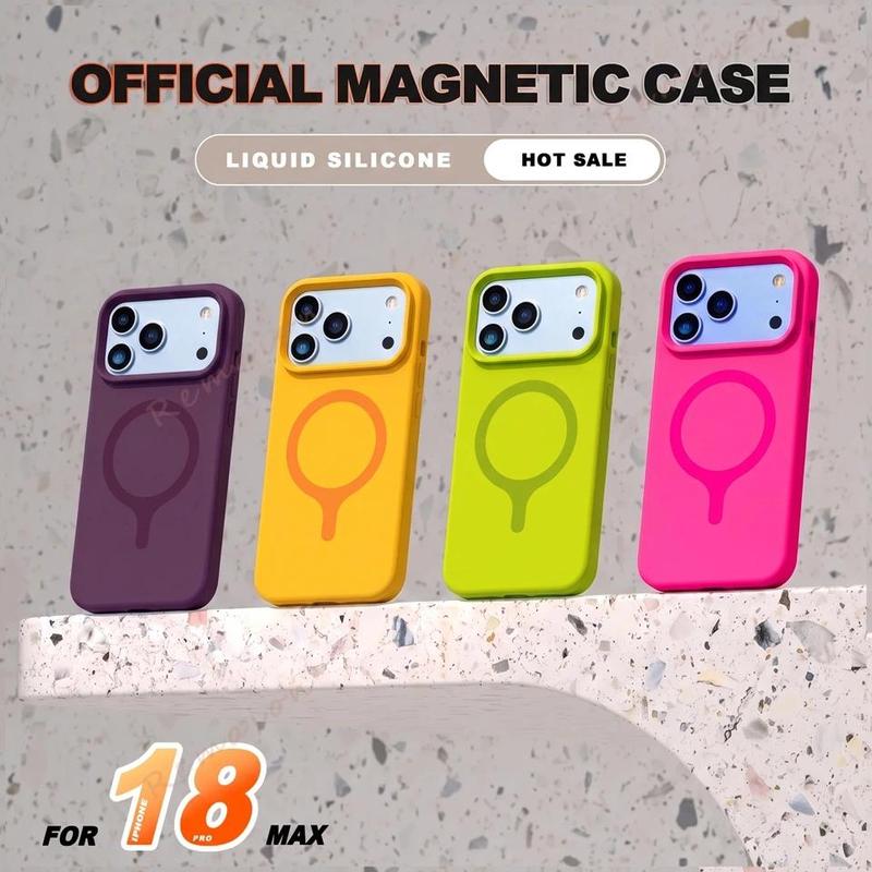 Ốp lưng điện thoại silicone mềm có tính từ tính cho iPhone 18, 13, 14, 15, 16, 17 Pro Max – Bảo vệ chống sốc