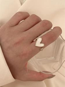 Anillo de moda minimalista para mujer, diseño de corazón romántico, doble color, para uso diario casual, regalo de San Valentín, accesorio para fiesta de aniversario de bodas