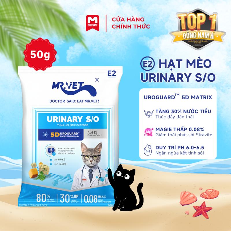TOP Hạt Cho Mèo MRVET E2 Gói Dùng Thử 50G Chăm Sóc Tiết Niệu Đa Chiều, 80% Đạm…