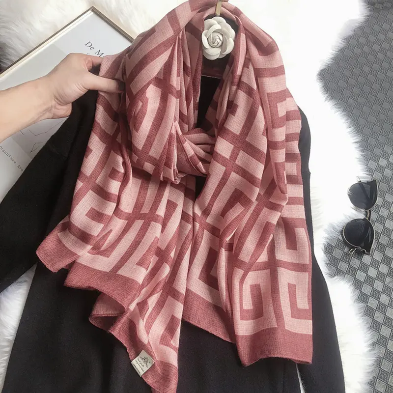 Khăn Quàng lụa, chất liệu Simili, thời trang mới, vải cotton và lanh, thích hợp cho các hoạt động ngoài trời, khăn choàng nữ, khăn quàng cổ, 180 * 80cm, thiết kế đơn giản, nhiều màu sắc, khăn lụa sang trọng Women Hoa 8