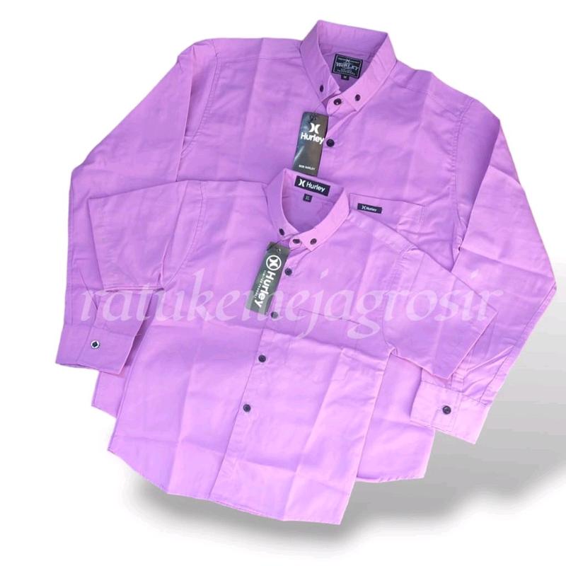 KEMEJA POLOS AYAH DAN ANAK PREMIUM 3-14 TAHUN WARNA UNGU LAVENDER W Baju 3