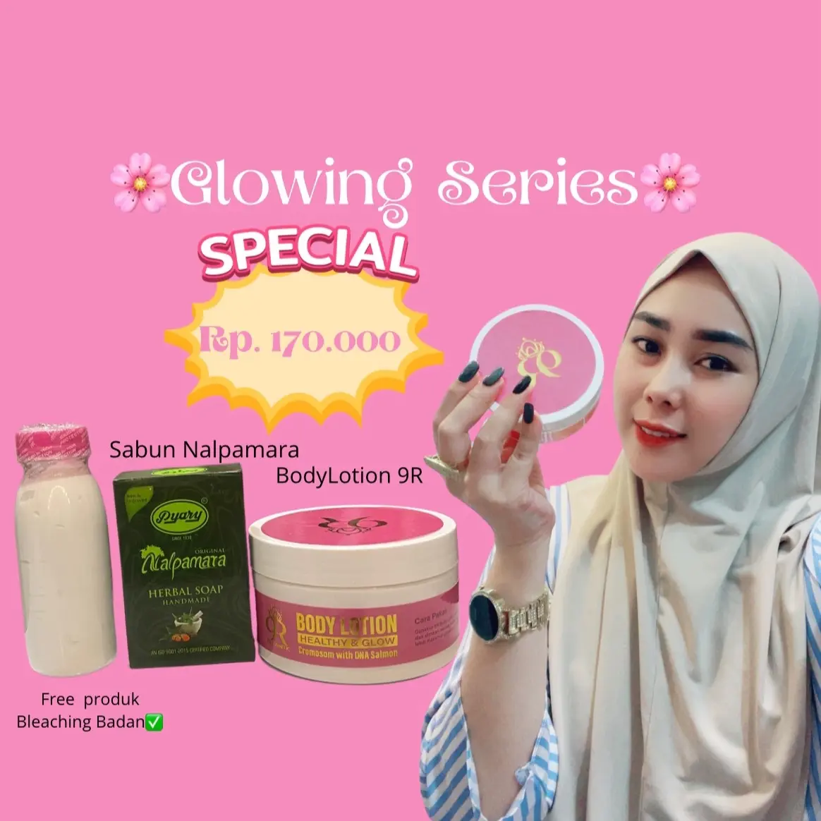PAKET PEMUTIH BADAN 9R GLOWING SERIES