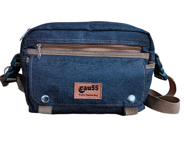 tas selempang slingbag casual cau55 termodis bahan jeans pria wanita 0