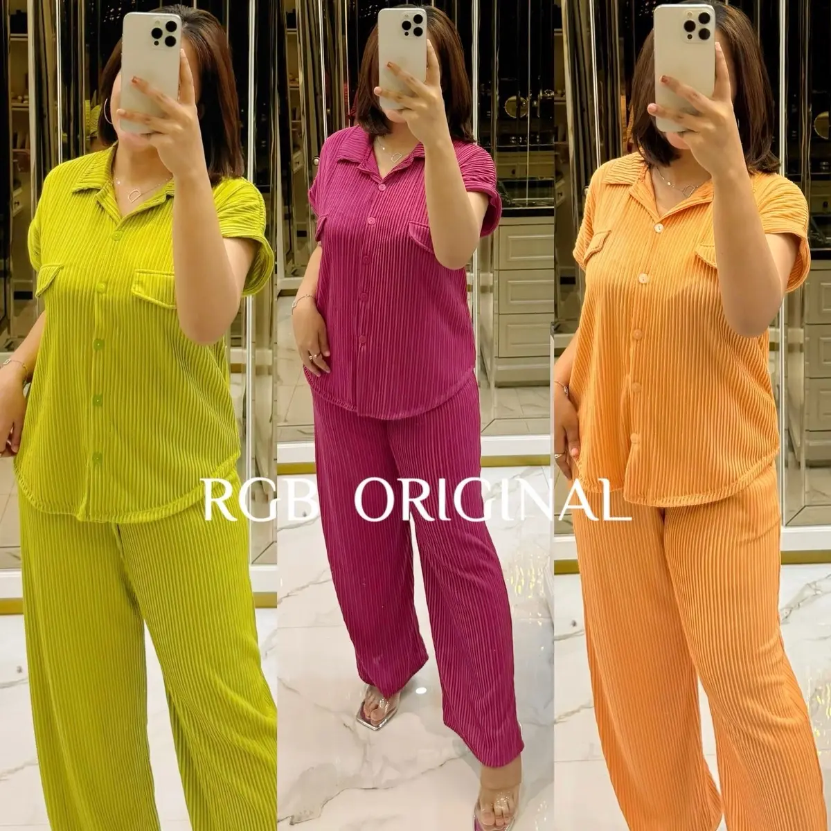 Oneset Dubai PLISKET KANCING RGB Original Setelan Wanita Pendek Celana Karet